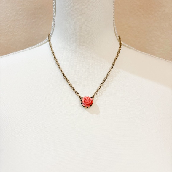 Patricia Nash Carved Rose Pendant Necklace Filagree and Flowers Collection - Picture 3 of 7